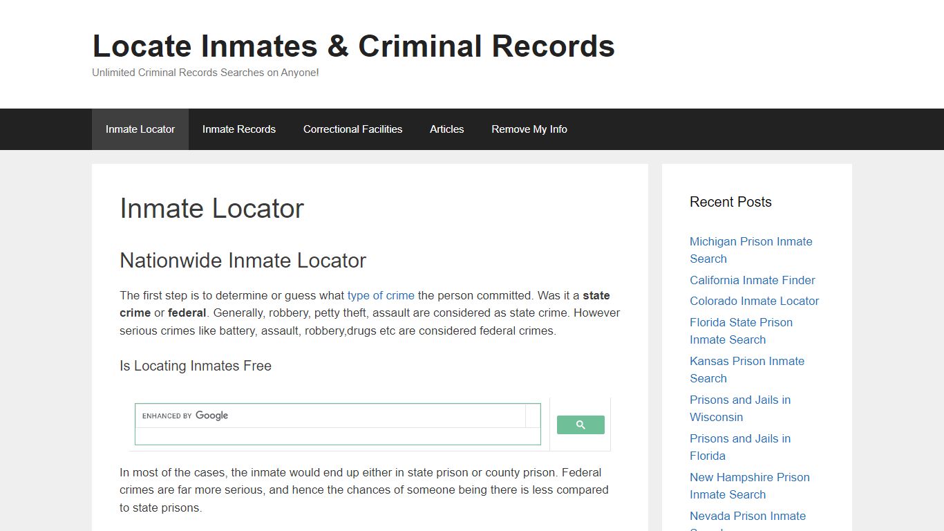 Inmate Locator – Locate Inmates & Criminal Records